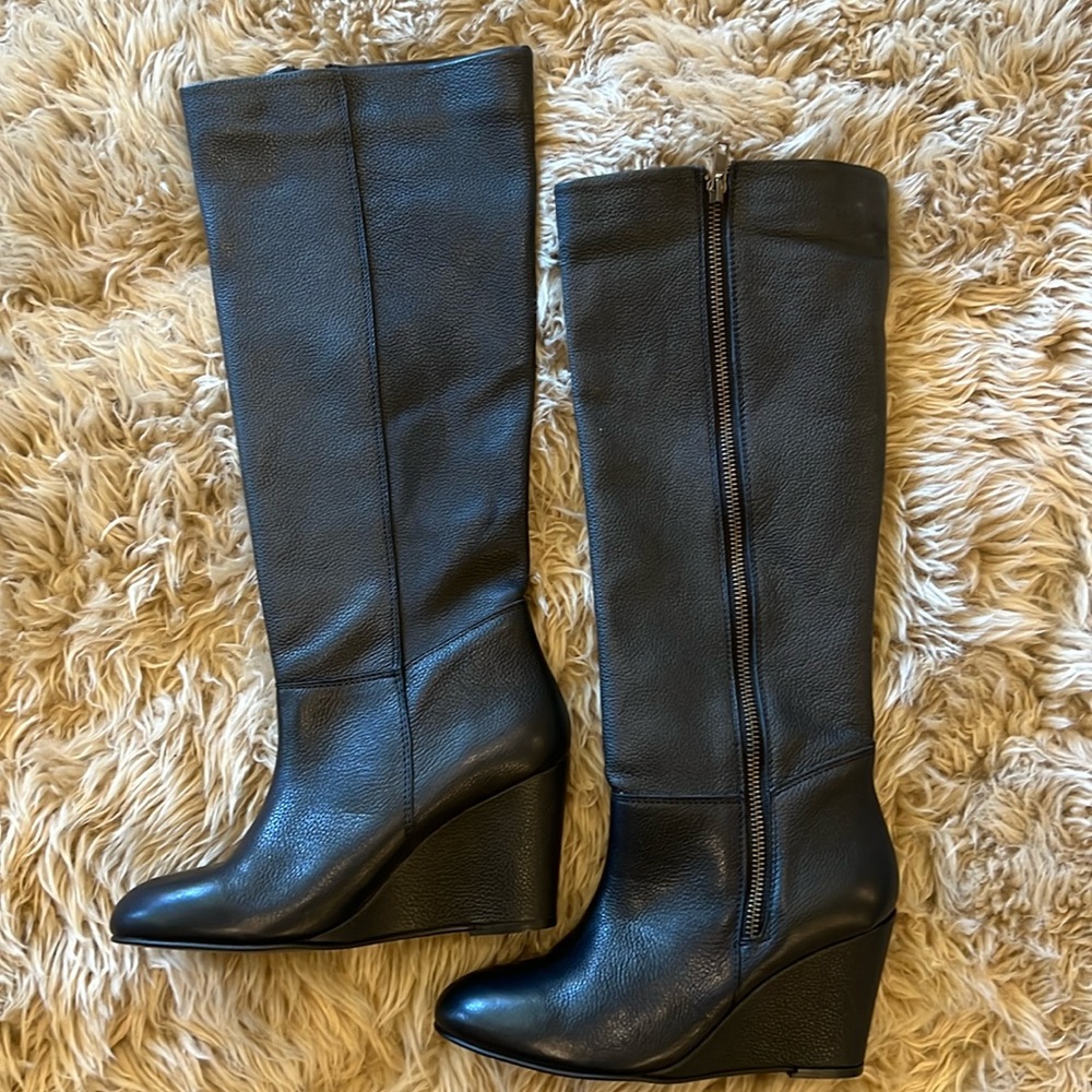 Steve Mayhem leather knee high boots